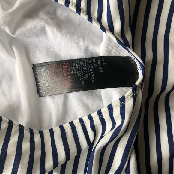 Blue & White Striped One Piece Bikini - Picture 3 of 3